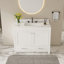 Ensemble de meuble-lavabo moderne 43 po avec plateau en pierre de Carrare blanc fritté, armoire de salle de bain multifonctionnelle avec portes et tiroir, structure solide et panneau de fibres à densité moyenne (trou de robinet simple)-951525163