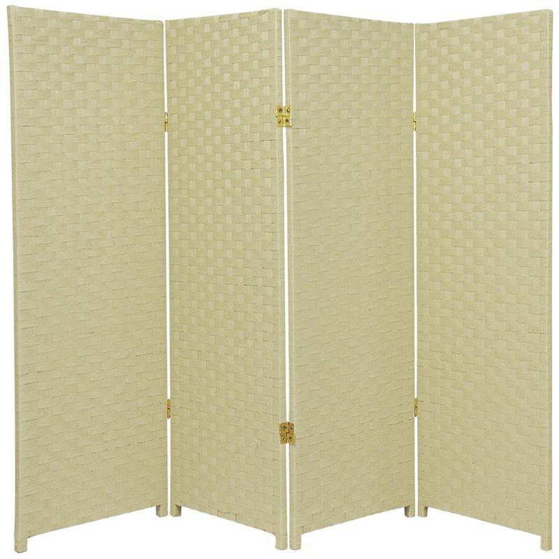 Amitis 7 Ft. Tall Woven Fiber Folding Room Divider, Dark Mocha, 4, 84'' H x 78'' W x 1'' D