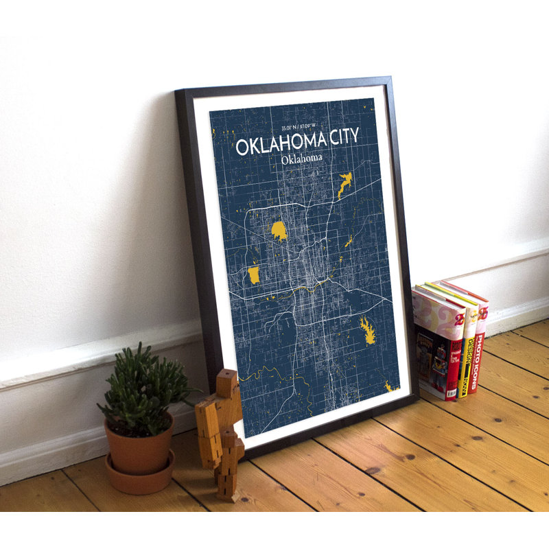 Oklahoma City Map 1 Piece Wall Art, 70cm H x 50cm W x 0.13cm D