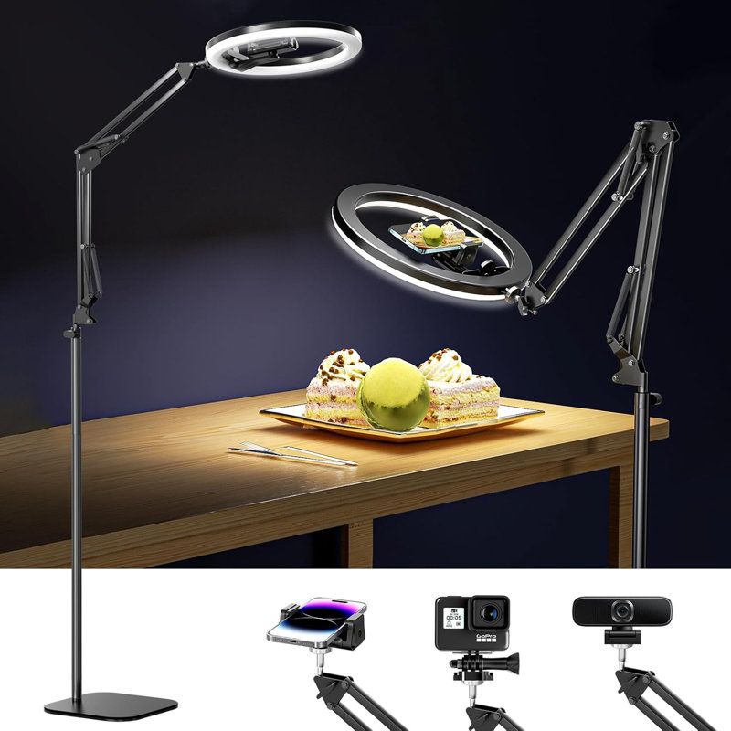 Trépied annulaire de 12 po avec support pour téléphone pour téléphone portable et Android, lumière DEL réglable à 360 ° avec support pour la photographie, diffusion en direct, Tiktok, création de contenu sur YouTube