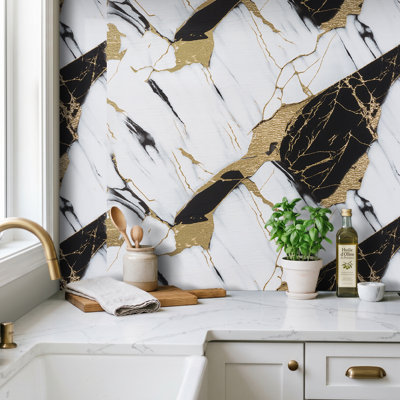 Self-Adhesive Marble Pattern Wall Tile Sticker