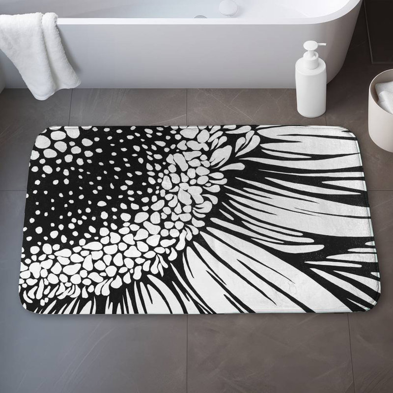 Gerbera flower Bath Mat with Non-Slip Backing - Quick Dry Memory Foam Bathroom Rug - Absorbent - Modern Plush Spa-Style - Machine Washable