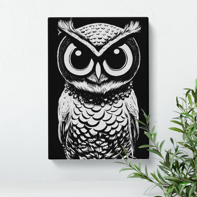 Monochrome Owl No.3 - Wrapped Canvas