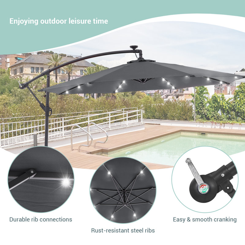 Parasol en porte-à-faux 10 pi Asyra, Gris