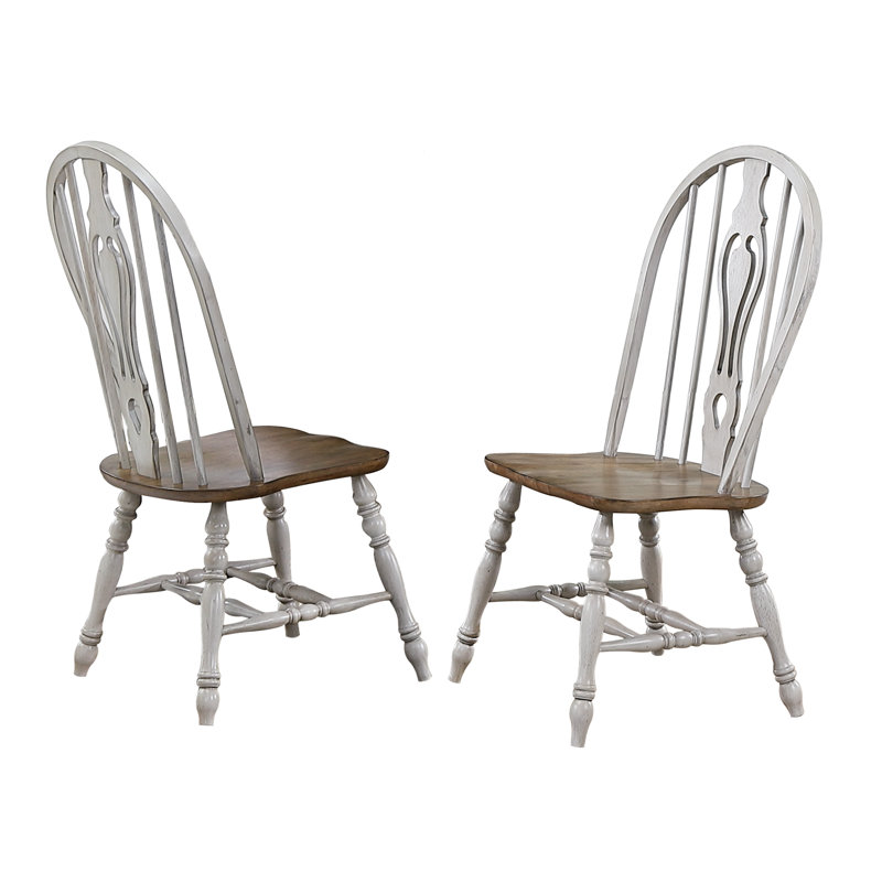 Chaise d’appoint en bois massif en gris clair patiné windsor Country Grove