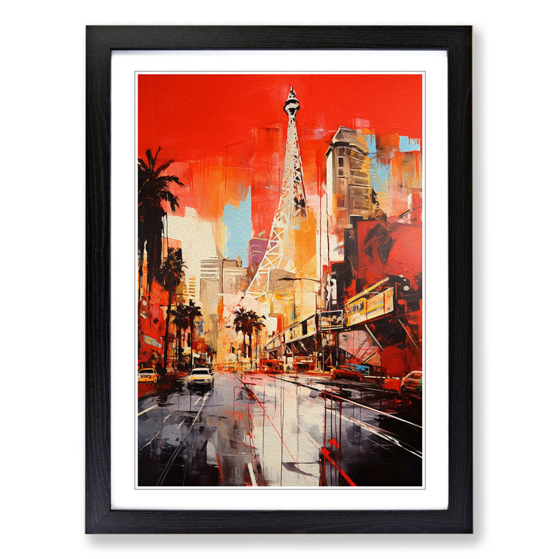 Las Vegas Gestural - Framed Print, 34cm H x 25cm W x 2cm D, Black