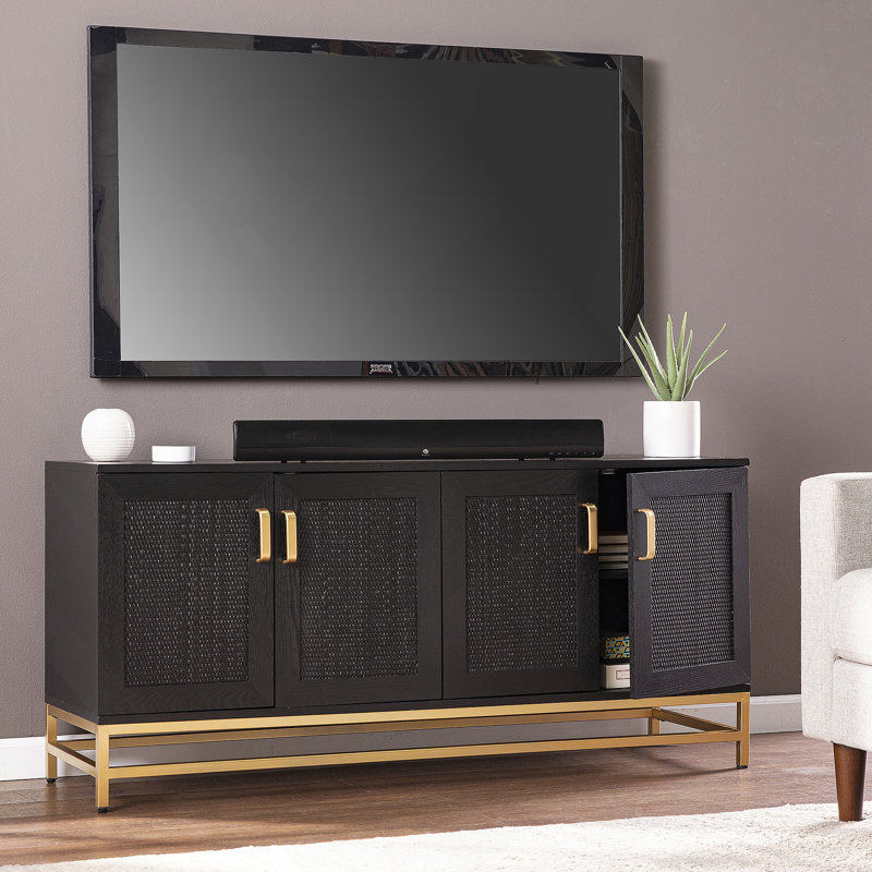Meuble télé, console multimédia à 4 portes, armoire de rangement pour le salon