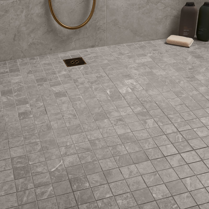 Nova 11,81 po X 11,81 po Carreau de mosaïque de plancher et de mur en porcelaine matte (0,96 pi2 / chaque), Gris fossile