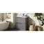Meuble-lavabo gris de 30 po avec lavabo en céramique, tiroirs de rangement intelligents, mécanisme de fermeture en douceur, texture cannelée, trou de déversement, trous de robinet pré-percés de 8 po avec glissières d'extension de 30 po, conception d'armoire, 6 po-753442399