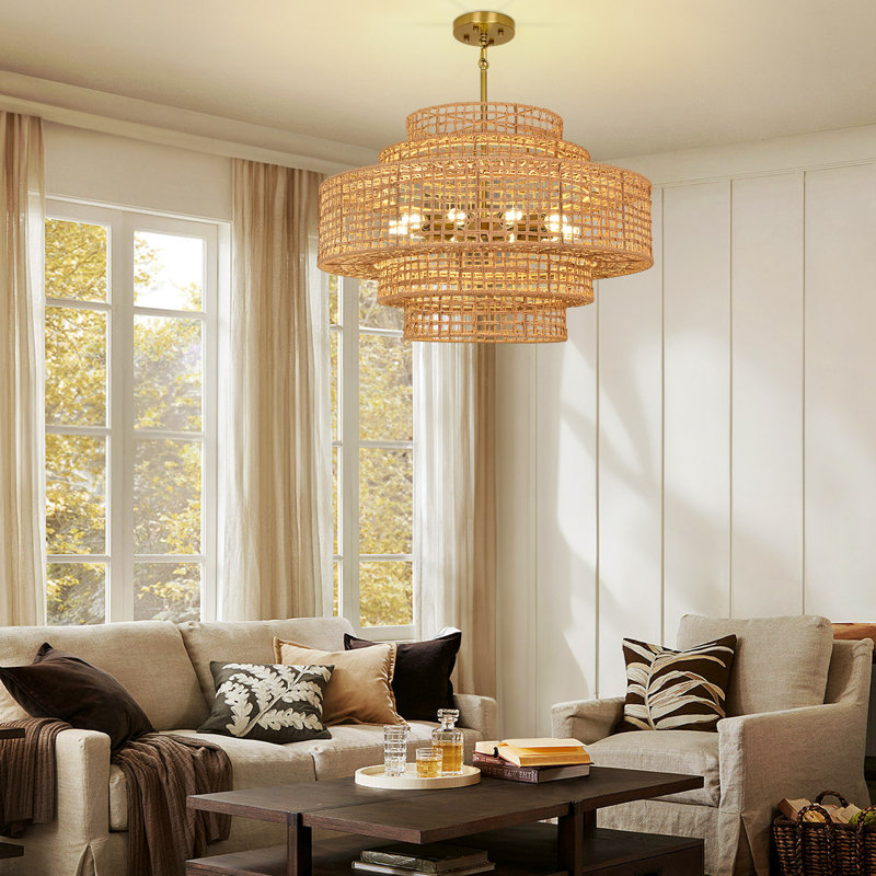 Luminaire de lustre en rotin Boho