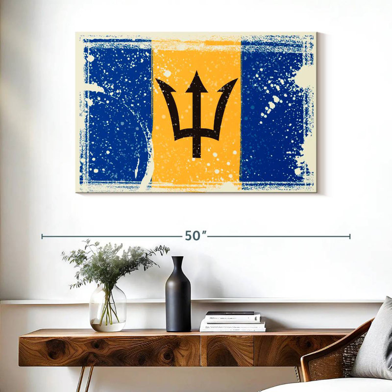 Borges Splattered Barbados Flag, 26" H x 39" W