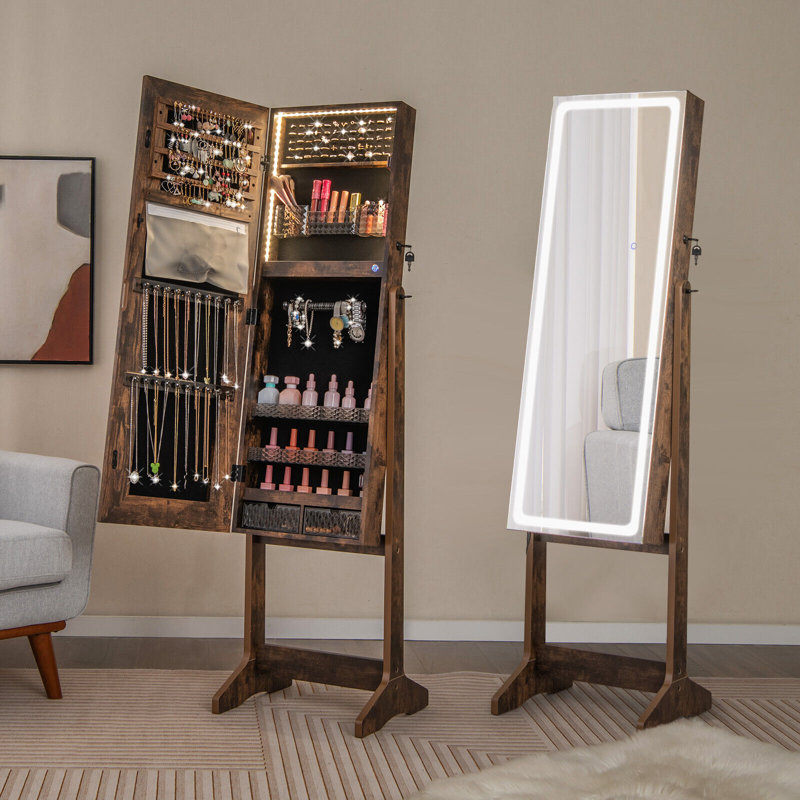Rilen Freestanding Jewelry Armoire, Dark Brown