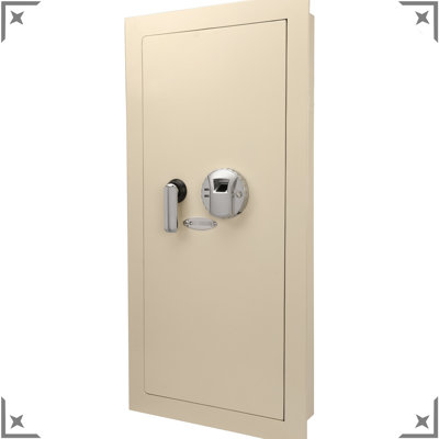 Coffre-fort mural en acier massif de 0,82 pi³, avec cadre en acier massif et tablette amovible pratique beige