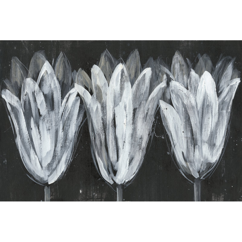 Trio blanc sur fond noir I, H 20 po x l 30 po x P 1,25 po