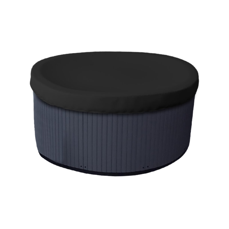 Heavy-Duty Outdoor Waterproof Round Hot Tub Cover, Patio UV Protected Spa Cover, 35.6cm H x 228.6cm W x 228.6cm D, Black