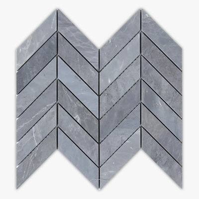 1 in. x 4 in. Herringbone Marble Tile