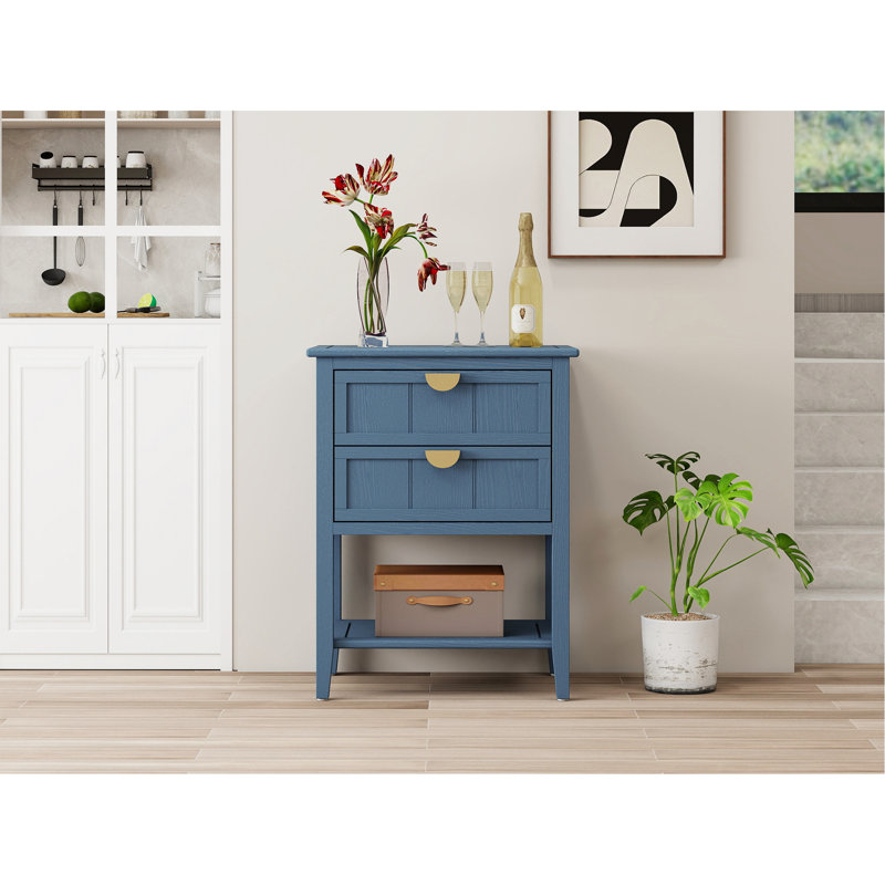 Table d'appoint polyvalente à 2 tiroirs, idéale pour diverses pièces, style américain