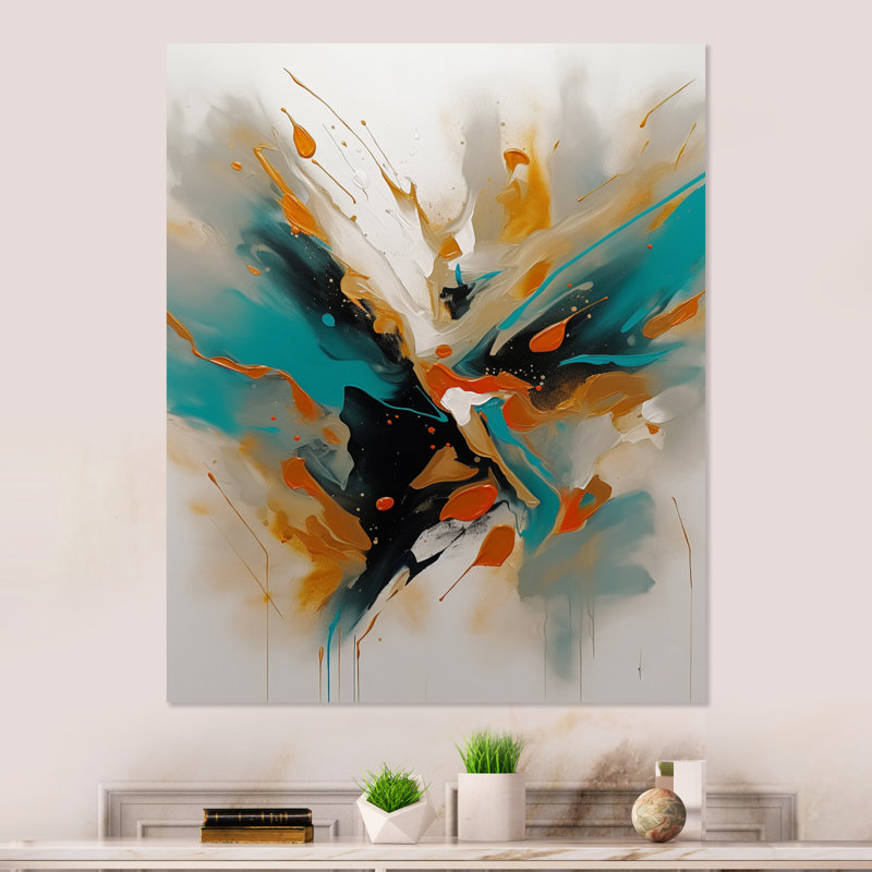 Paint Paintstrokes Abstract Painted - Décoration murale abstraite en métal, Rectangle H 20 po x l 12 po x P 1 po