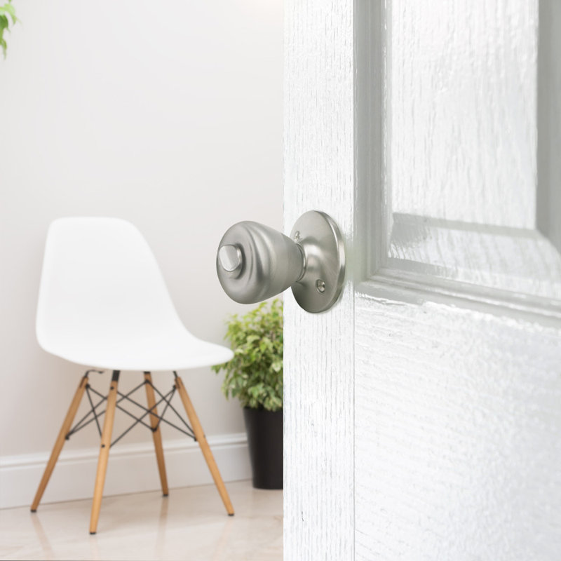 Tulip Privacy Bed/Bath Door Knob, Satin Nickel, Universal/ Reversable