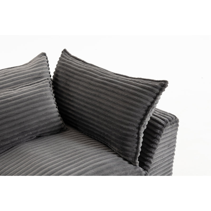 Canapé modulaire surdimensionné à large largeur Canapé modulaire True Relax Comfy, Velours côtelé gris antique
