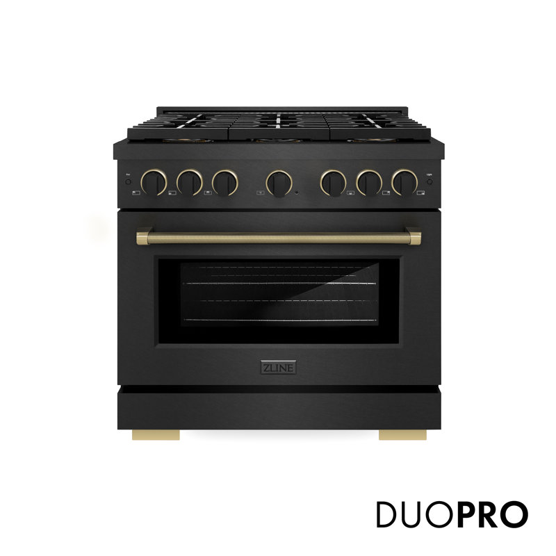ZLINE Autograph 36" Paramount Dual Fuel Range w/ 6 Burners & Champagne Bronze Accents (SDRZ-36-CB), 5.2 cu ft, 6 burners