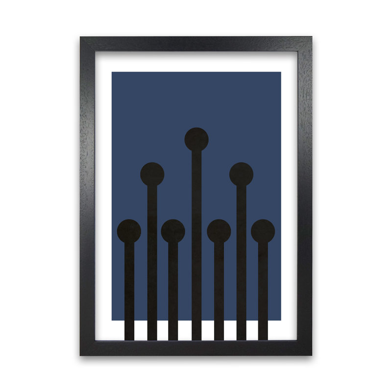Black And Blue Scandinavian Art - Print, Black Frame, 42cm H x 30cm W x 3cm D