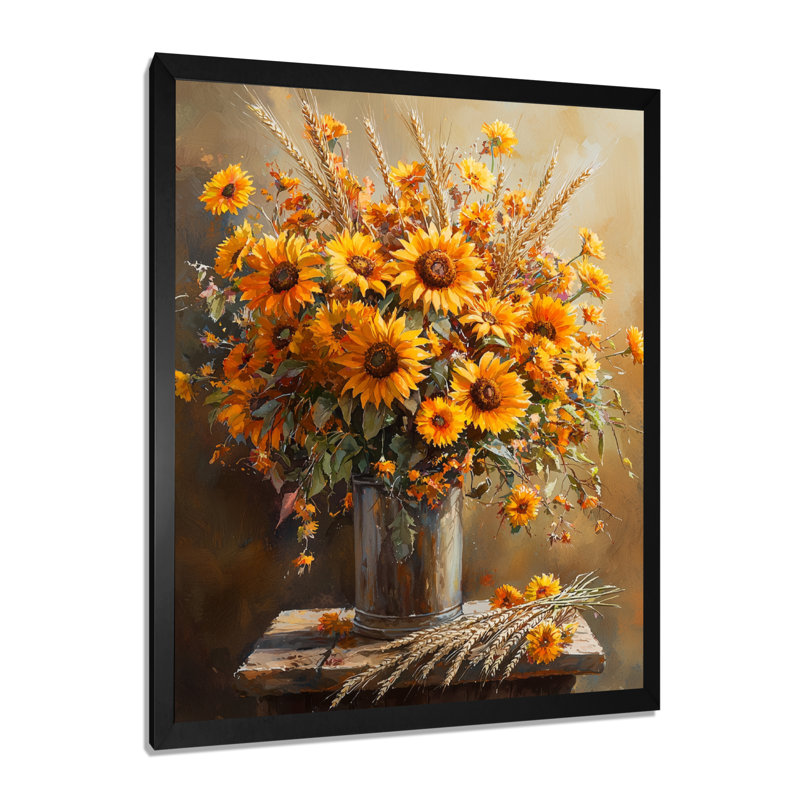 Waycross - impression sur toile florale, Noir, H 20 po x l 12 po, Reproduction encadrée d'une seule photo