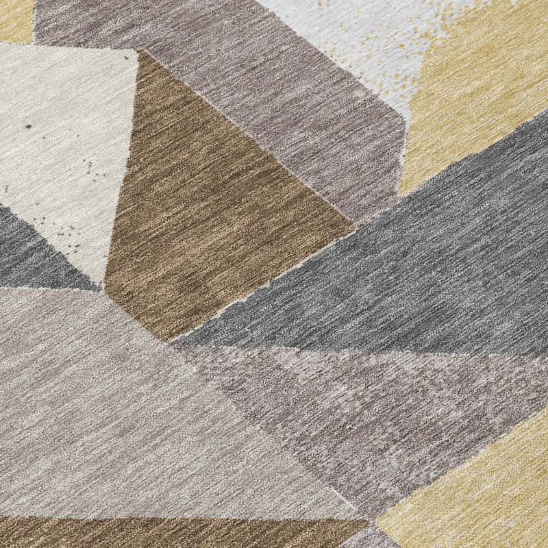 Machine Washable Indoor/Outdoor Chantille ACN2906 Geometric Rug, 1'8" x 2'6", Mocha