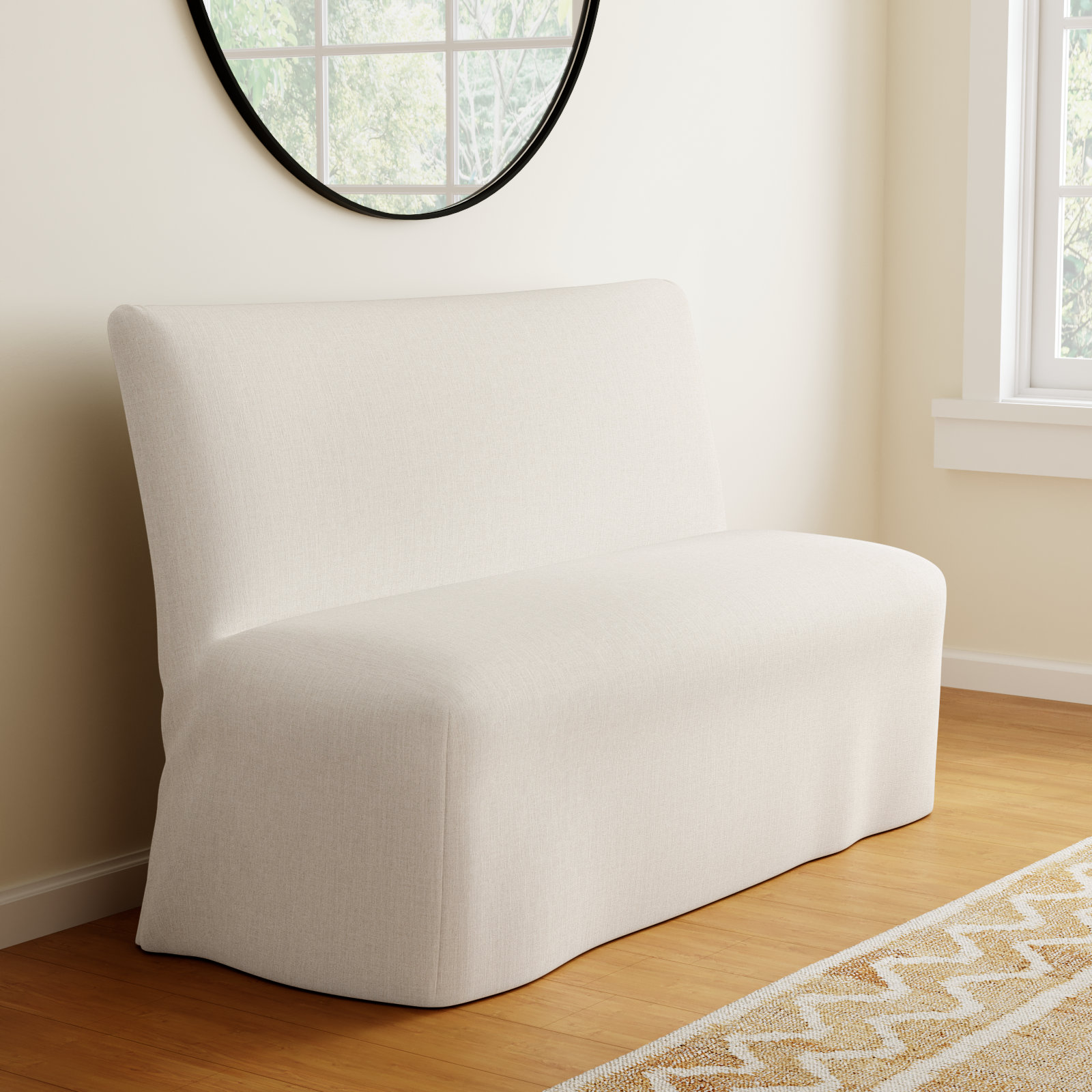 Silvia 57" Dining Bench, Classic Talc Linen