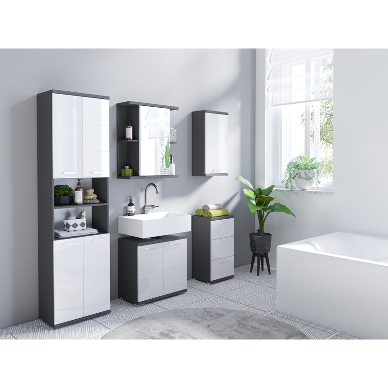 Evonda Linen Cabinet, Dark Grey