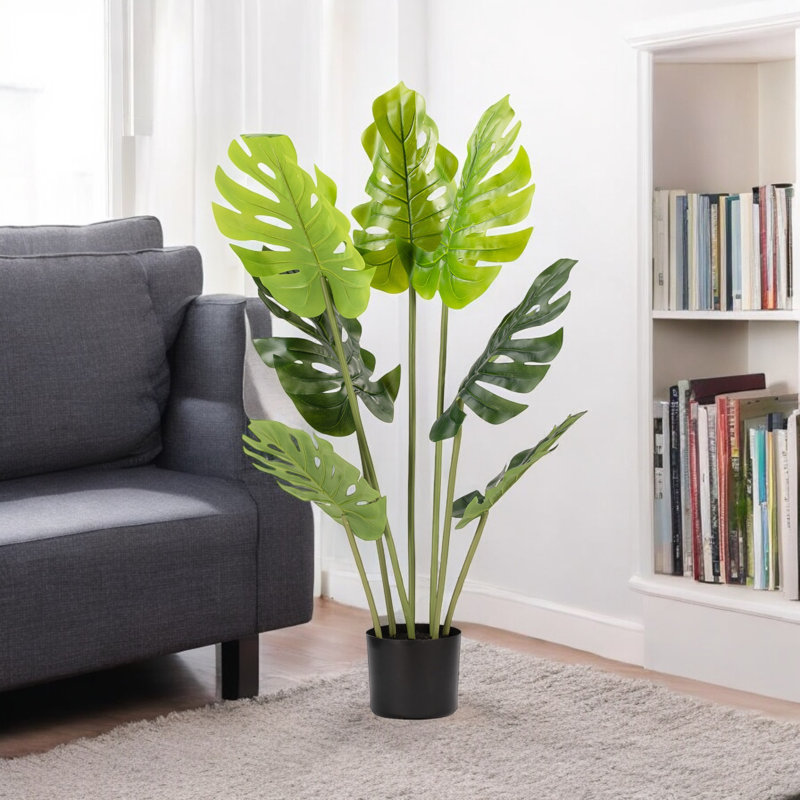 36" Artificial Monstera Tree In Nursery Pot, 36" H x 18" W x 18" D