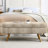 43.5"X16"X16" Oval Storage Bench With Rubber Wood Legs, Brown Color, Hand - Crafted , Frame, Used As Footstool Or Sitting Place, Pleated Fabric Ornament, Space Bench, Brown, By Professionals, Works-200934729