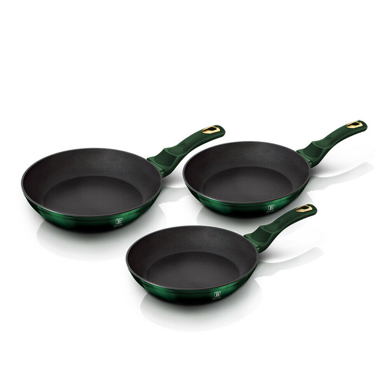 Aluminum Non-Stick Frying Pan Set, Emerald Green
