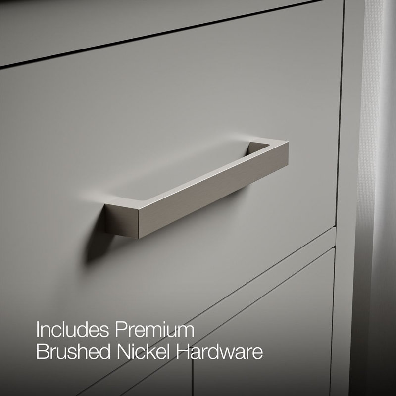 Kresla 60 In. Bathroom Vanity Cabinet With Sinks And Quartz Top, Atmos Gray, Brushed Nickel, 60"