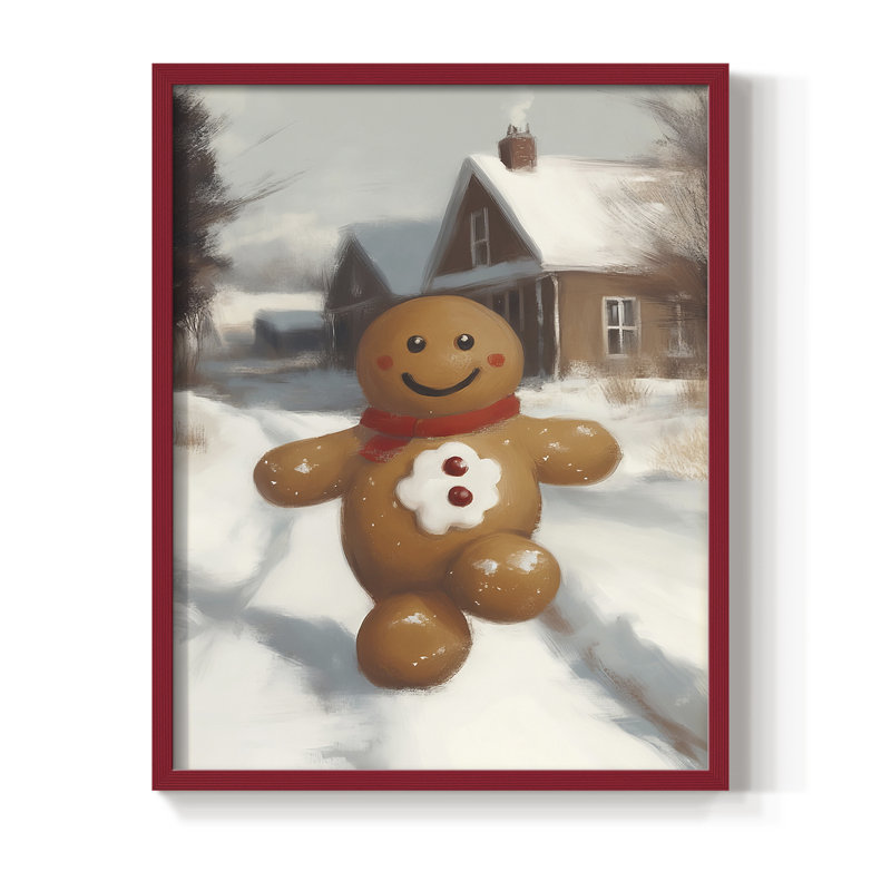 Art de Noël des Fêtes - série 2-CC, reproduction encadrée - bois massif, H 15 po x l 12 po, Rouge