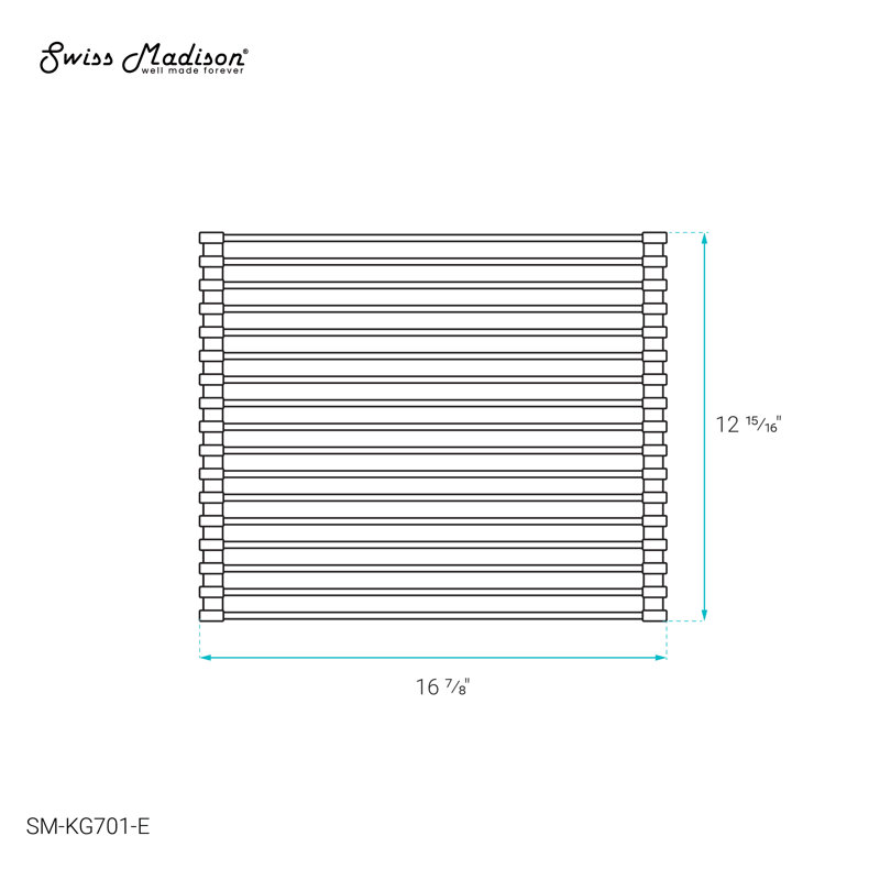 Grille d'évier de cuisine 17 po x 13 po Swiss Madison, Gris