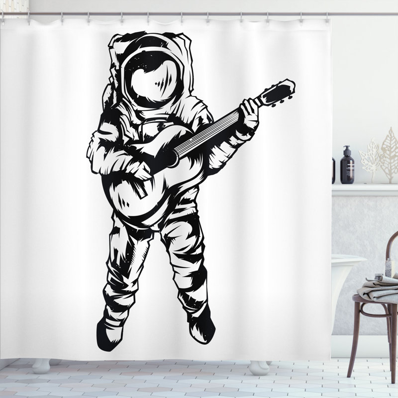 Ensemble de rideau de douche et crochets astronaute, H 70 po x l 69 po