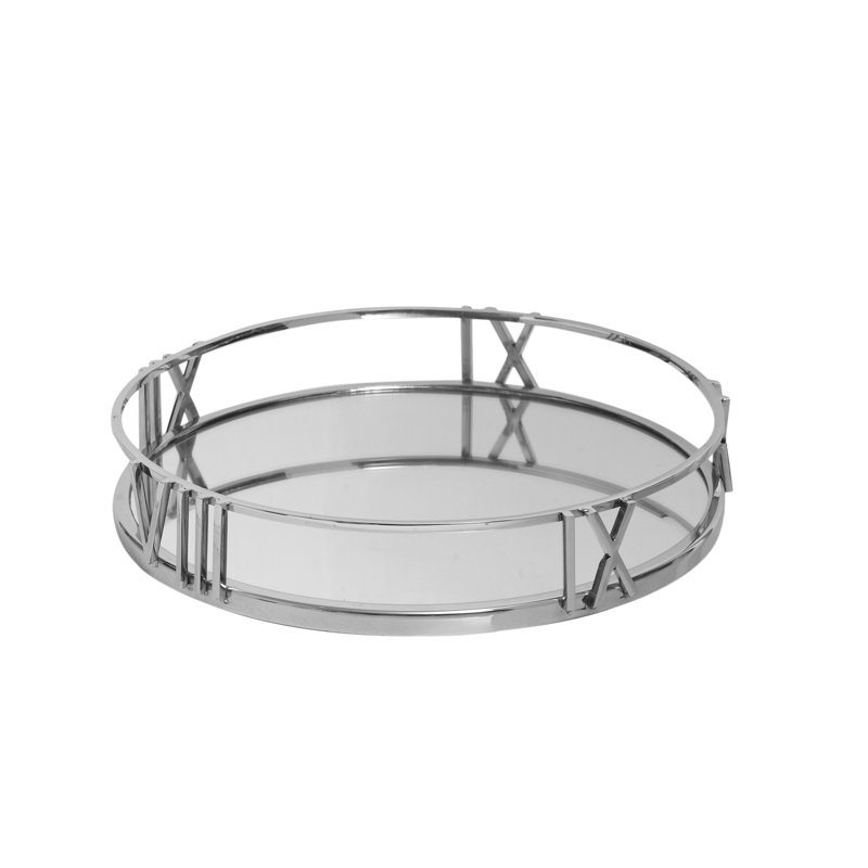 Clarence Metal Tray for Living Room & Dining Tabletop, Mirrored Tray for Decor, 6cm H x 35cm W x 35cm D