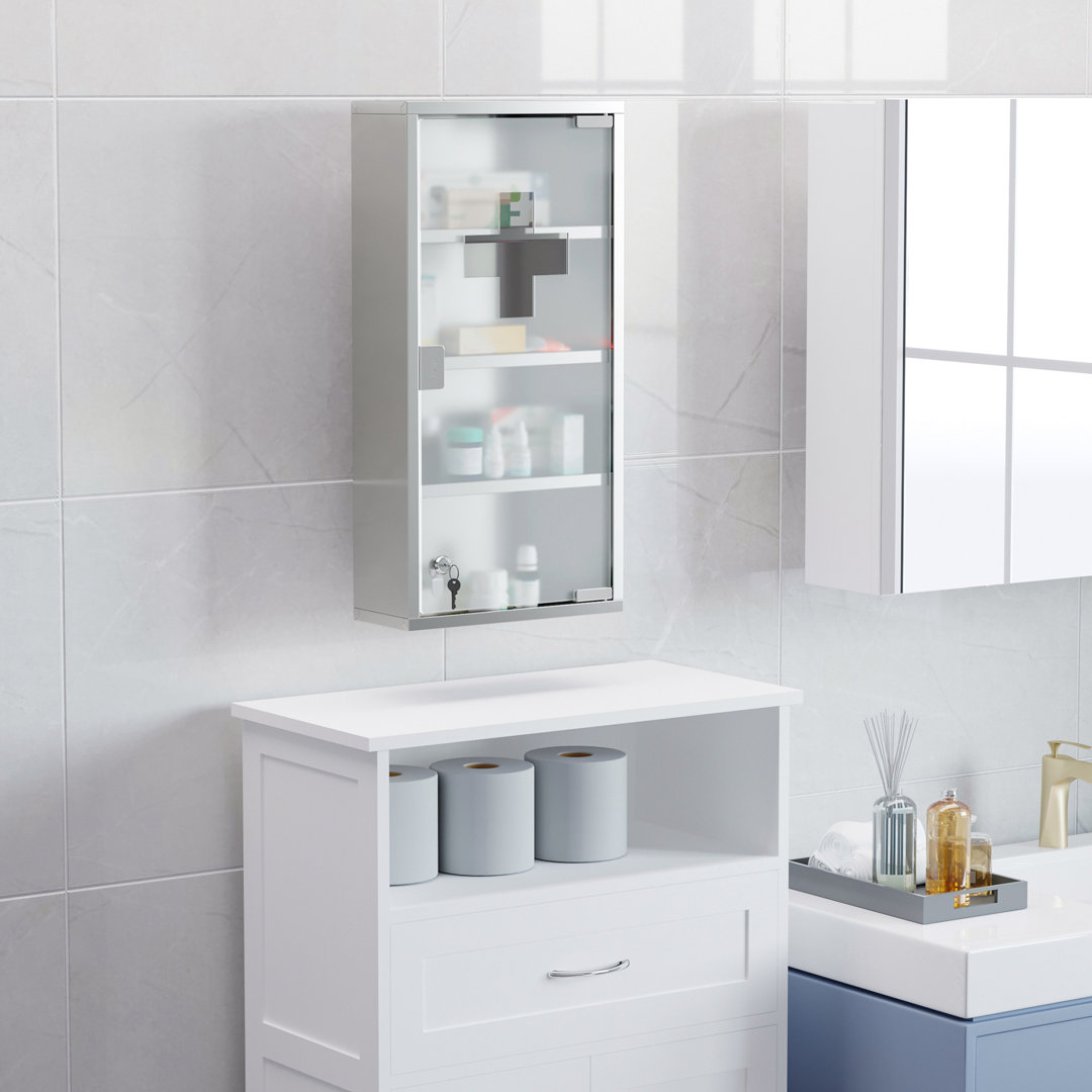 Tyree 300mm W 600mm H Surface Framed Medicine Cabinet Mirror 3 Fixed