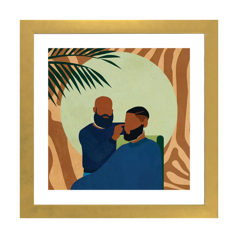Barbershop No. 1 - impression d'art graphique, H 24 po x l 24 po x p 1 po, Papier encadré noir, Blanc