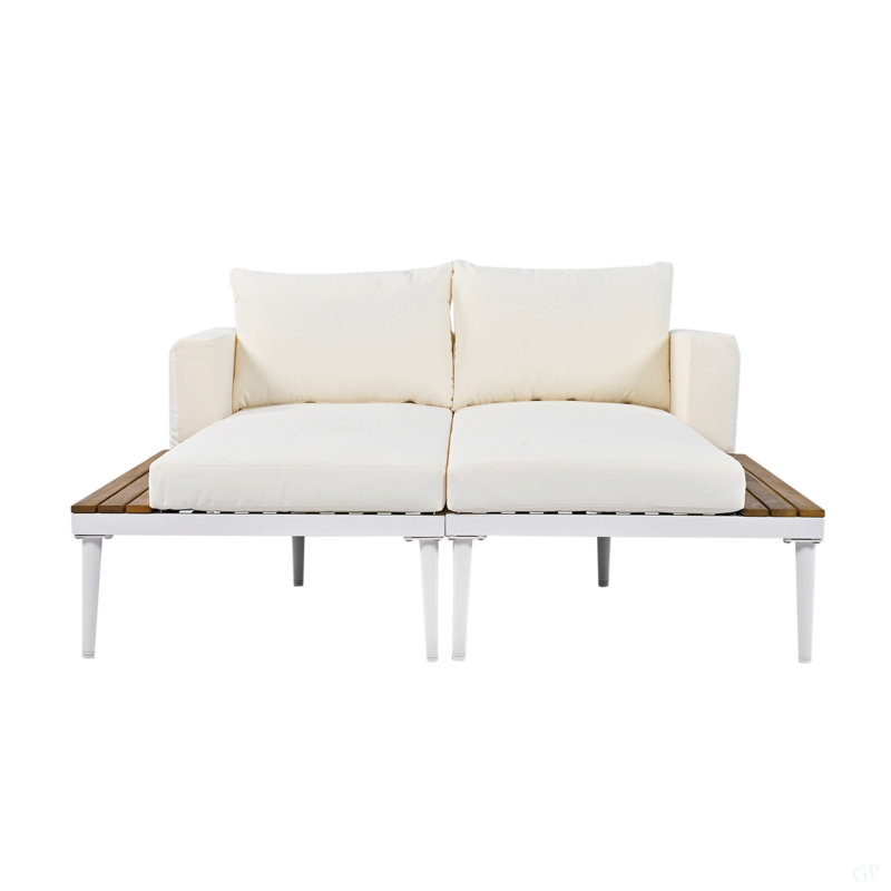 Lit de jour d'extérieur Modern, Coussin beige / structure blanche