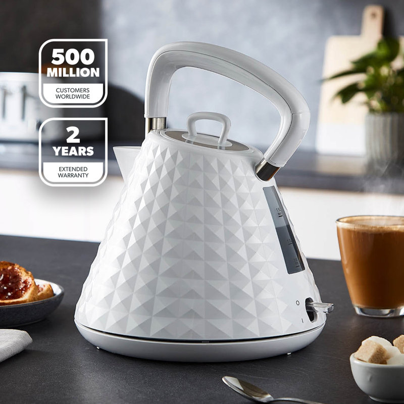 GEEPAS Argyle 1.5L Cordless Electric Kettle | Traditional Pyramid Kettle with 360° Rotational Base Strix Control Auto Shut Off & Boil Dry Sensor | Space Saving Cord Storage LED Indicator | 3000W