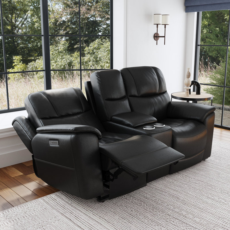 Cooper Power Reclining Loveseat with Console & Power Headrests & Lumbar, Black