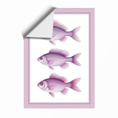 Three Purple Fish Japandi - Framed Print