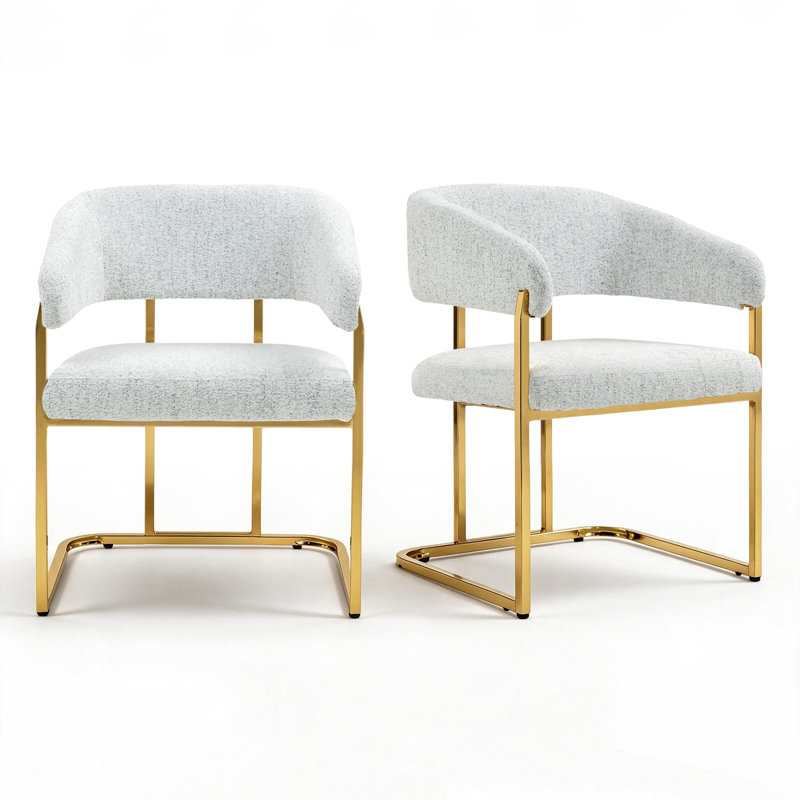 Upholstered Metal Armchair, White