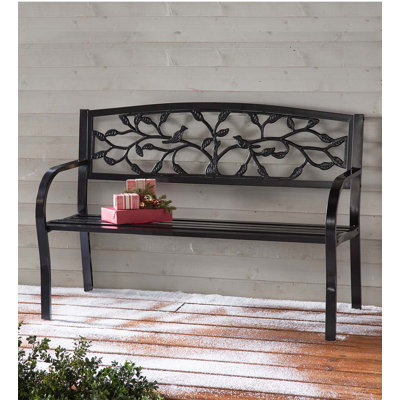 Tree of Life Metal Garden Bench - Black