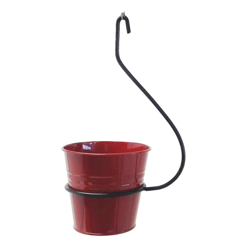 Pot de fleurs en acier galvanisé Rogin, H 20 po x l 6,5 po x P 6,5 po, Rouge