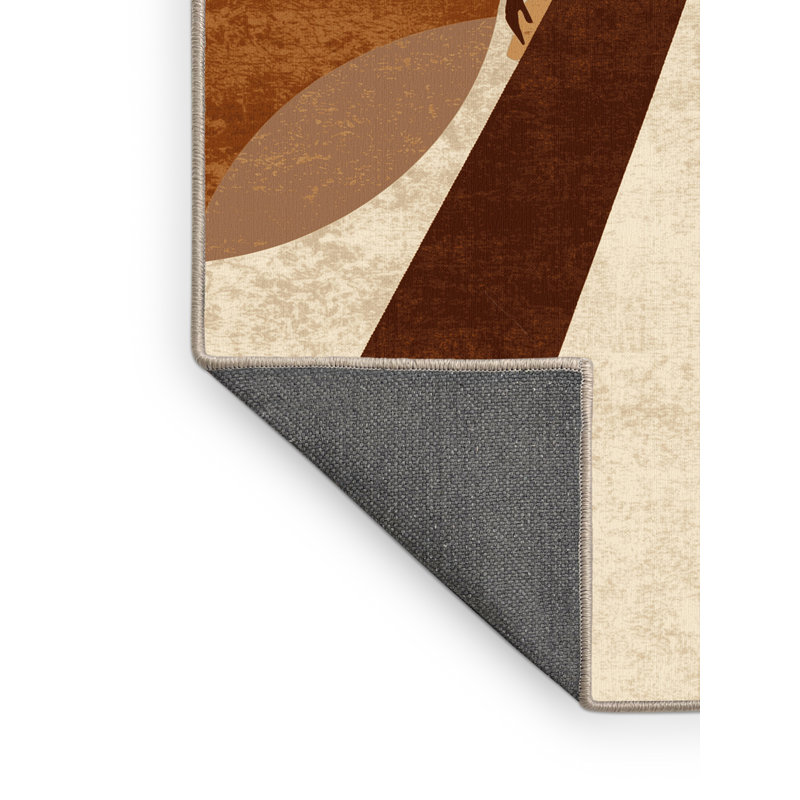 Tapis beige moelleux doux et moelleux moderne - reliure beige, 8 x 10
