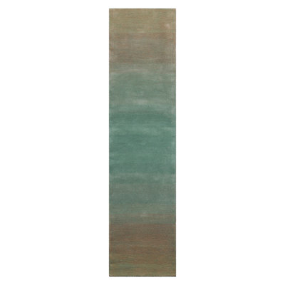 LoomBloom Turquoise Hand-Tufted Ombre Runner with Aqua Gradient