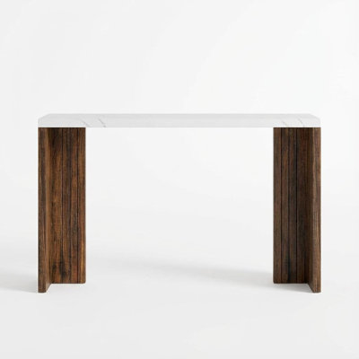 55" Bar Table for 4-6 People with Faux Marble Top, Modern Rectangular Counter-Height Pub Table by Latitude Run